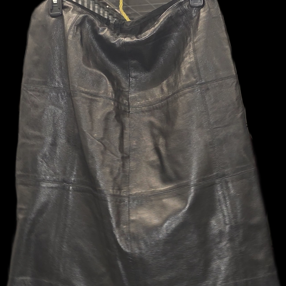 Sleek Black A-Line Leather Skirt